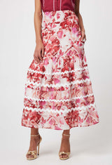 SANIBEL COTTON SILK SKIRT in Flamingo Flower from Oncewas