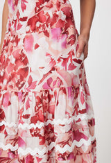 SANIBEL COTTON SILK SKIRT in Flamingo Flower from Oncewas