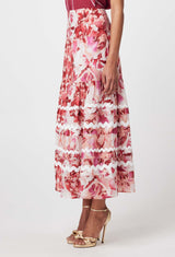 SANIBEL COTTON SILK SKIRT in Flamingo Flower from Oncewas