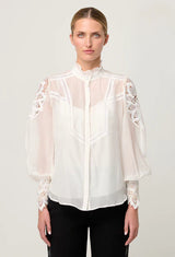 SEVILLA COTTON SILK SHIRT in Blanca from Oncewas