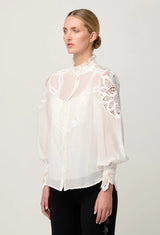 SEVILLA COTTON SILK SHIRT in Blanca from Oncewas