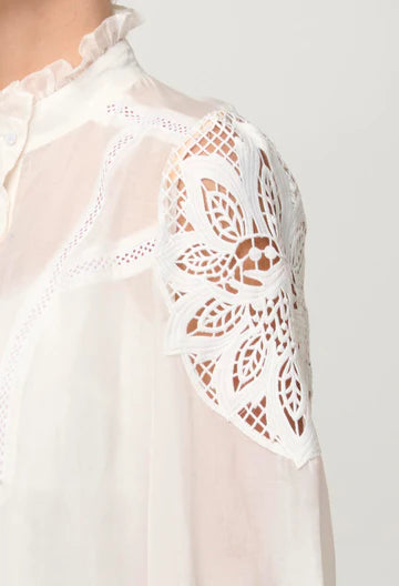 SEVILLA COTTON SILK SHIRT in Blanca from Oncewas