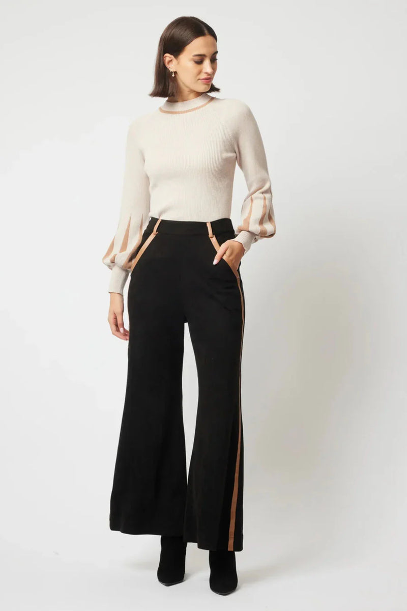 OnceWas Danxia Faux Suede Wide Leg Pant in black available from Darling and Domain