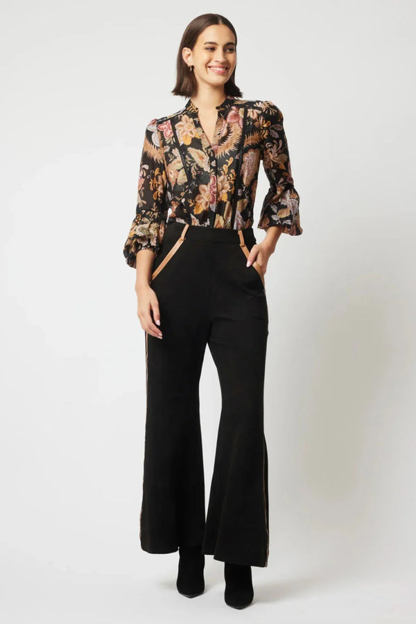OnceWas Danxia Faux Suede Wide Leg Pant in black available from Darling and Domain