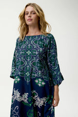 JACKIE ISOLA SUSHI VOILE MAXI DRESS |  Navy + Green