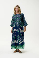 JACKIE ISOLA SUSHI VOILE MAXI DRESS |  Navy + Green