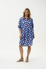 MIDDY GILLI DRESS | Floreat Cotton Blue Ikat