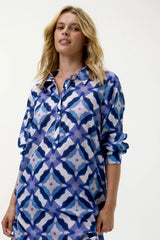 MIDDY GILLI DRESS | Floreat Cotton Blue Ikat