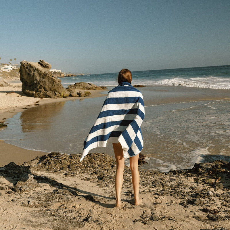 THE BEACH TOWEL in Crew Mediterranean Blue Stripe from Business & Pleasure Co