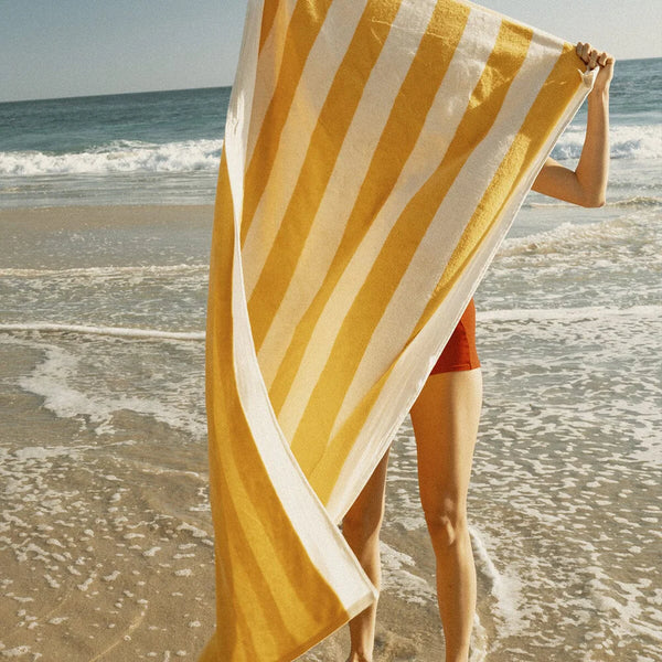 THE BEACH TOWEL in Crew Mimosa Yellow Stripe from Business & Pleasure Co