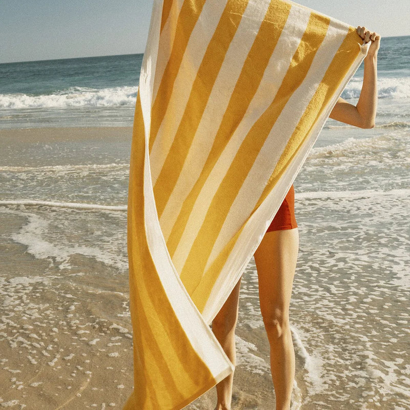 THE BEACH TOWEL in Crew Mimosa Yellow Stripe from Business & Pleasure Co