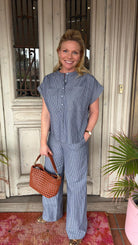 VALENTIN MD STRIPE PANTS in Washed Black Stripe by Modstrom
