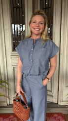 VALENTIN MD STRIPE TOP in Washed Black Stripe by Modstrom