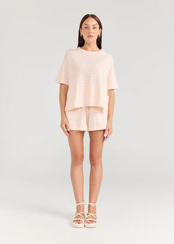 BOXY TEE | Stripe Peony
