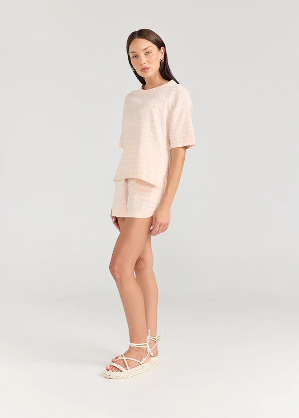 BOXY TEE | Stripe Peony