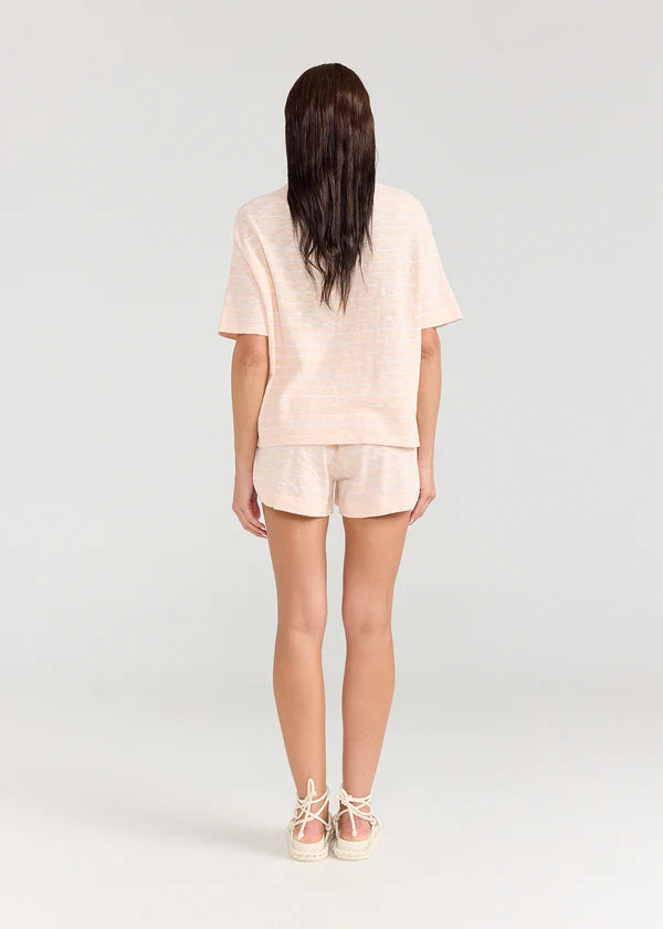BOXY TEE | Stripe Peony