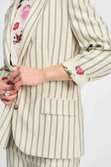POM BLAZER | Striped Cream
