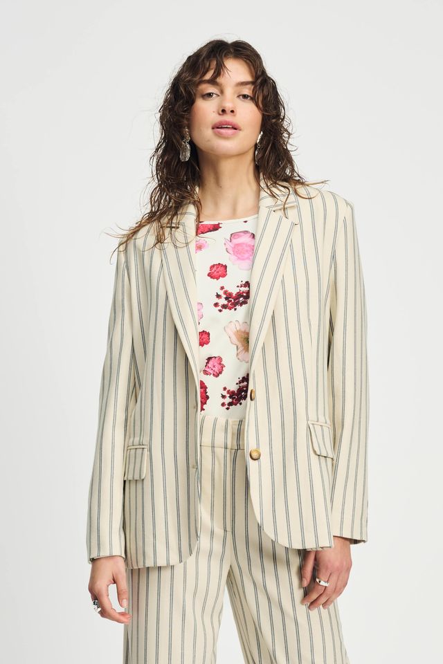 POM BLAZER | Striped Cream