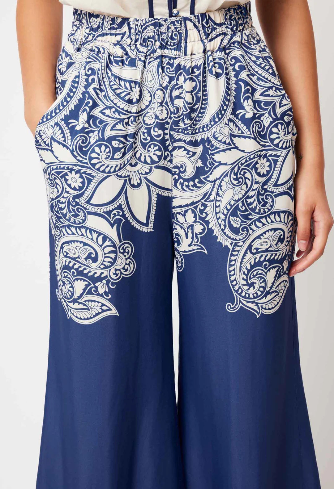Oncewas Positano Viscose Pant in Nautique Paisley