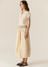 LASK KNIT POLO in Ecru + Green by Pol Clothing