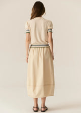 LASK KNIT POLO in Ecru + Green by Pol Clothing