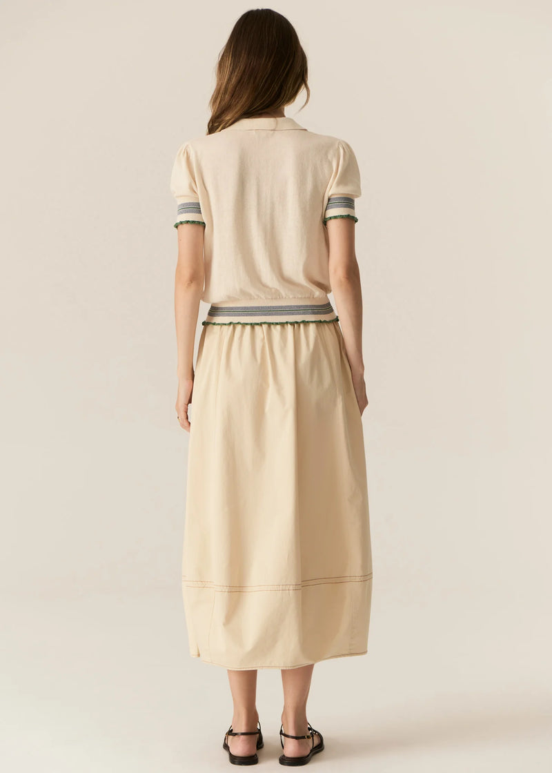 LASK KNIT POLO in Ecru + Green by Pol Clothing