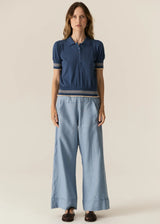 LASK KNIT POLO in Blue + Ecru by Pol Clothing