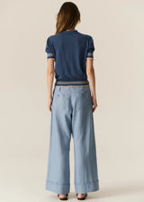 LASK KNIT POLO in Blue + Ecru by Pol Clothing