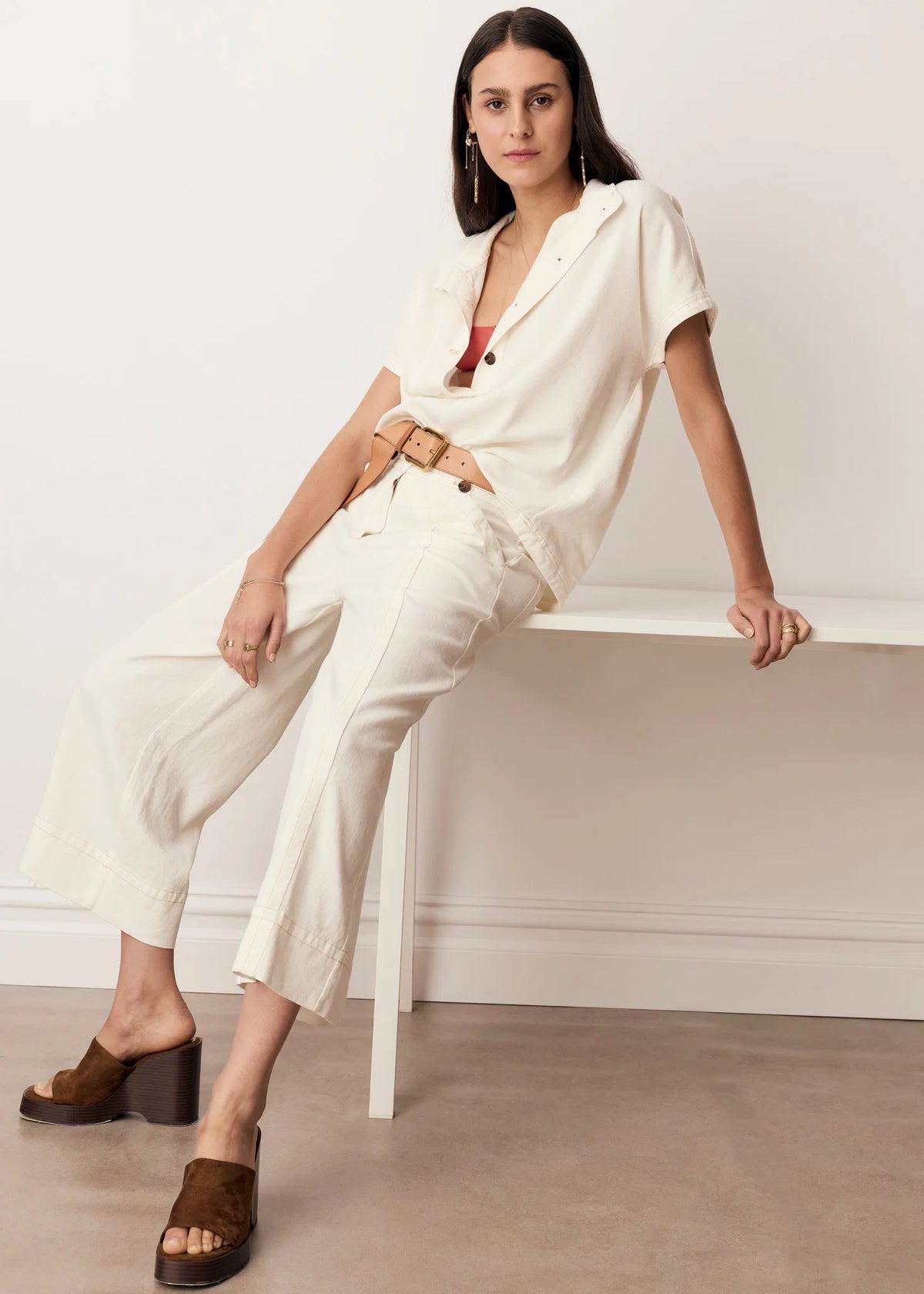 ANISE CROP PANT in Chalk by Pol Clothing