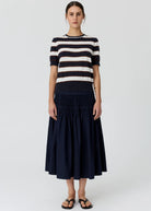 DARCEY STRIPE KNIT TEE in Ink + White + Choc by POL Clothing