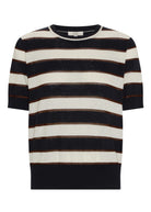 DARCEY STRIPE KNIT TEE in Ink + White + Choc by POL Clothing