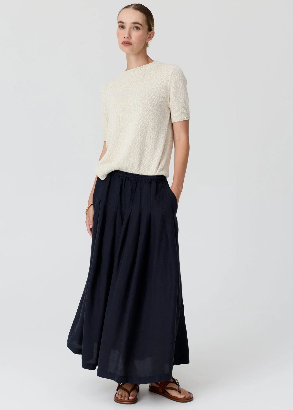CEDAR LUREX KNIT TOP in Chalk + Silver by Pol Clothing
