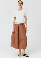 DAHLIA KNIT POLO in White + Toffee by Pol Clothing