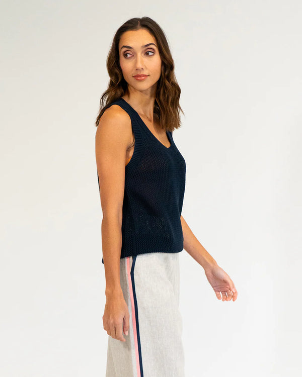 PALM COVE KNIT TANK in Navy by Elms and King
