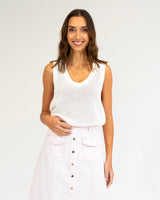 PALM COVE KNIT TANK in White by Elms and King