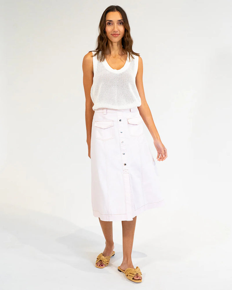 PALM COVE KNIT TANK in White by Elms and King