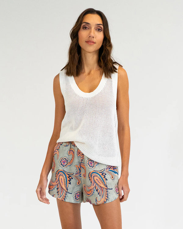 PALM COVE KNIT TANK in White by Elms and King