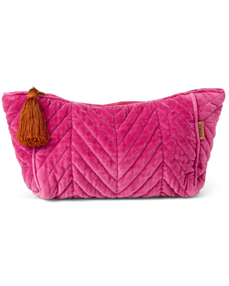 Velvet Toiletry Bag in Pink by Kip & Co