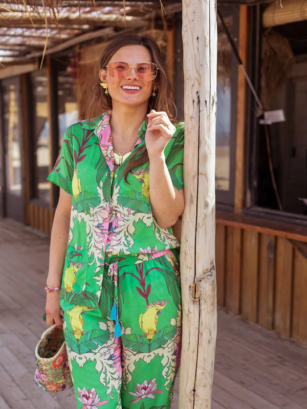 GREEN BIRDS BLOUSE
