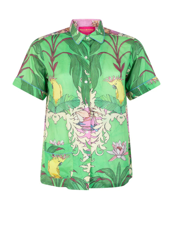 GREEN BIRDS BLOUSE