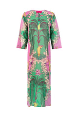 GREEN BIRDS LONG DRESS