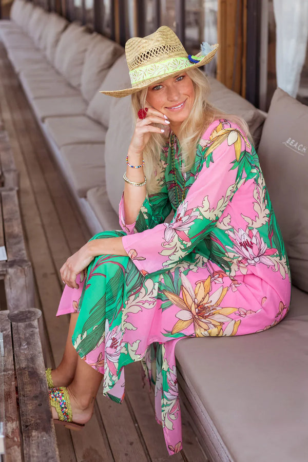 GREEN BIRDS LONG DRESS