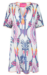 BLUE BIRD SHORT DRESS | White + Lilac