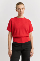 Pointelle Knit Dolman in Poppy by Toorallie