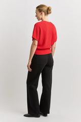 Pointelle Knit Dolman in Poppy by Toorallie