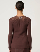 RHIANNON SHEER KNIT TOP in Mocha by OnceWas
