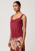 DELRAY REVERSIBLE CUPRO CAMI in Ruby from Oncewas