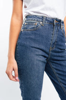 Kireina Australia Rose denim jean raw hem dad wash dark blue