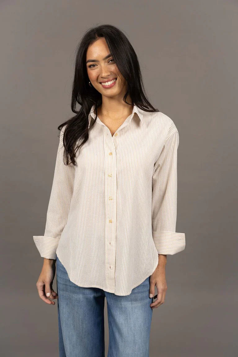 NALA STRIPE SHIRT in Sand Stripe by Humidity Lifestyle