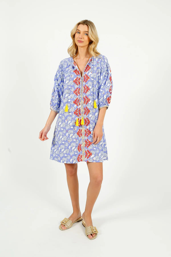 LILA PRINT DRESS in Orange Embr by Place de Soleil